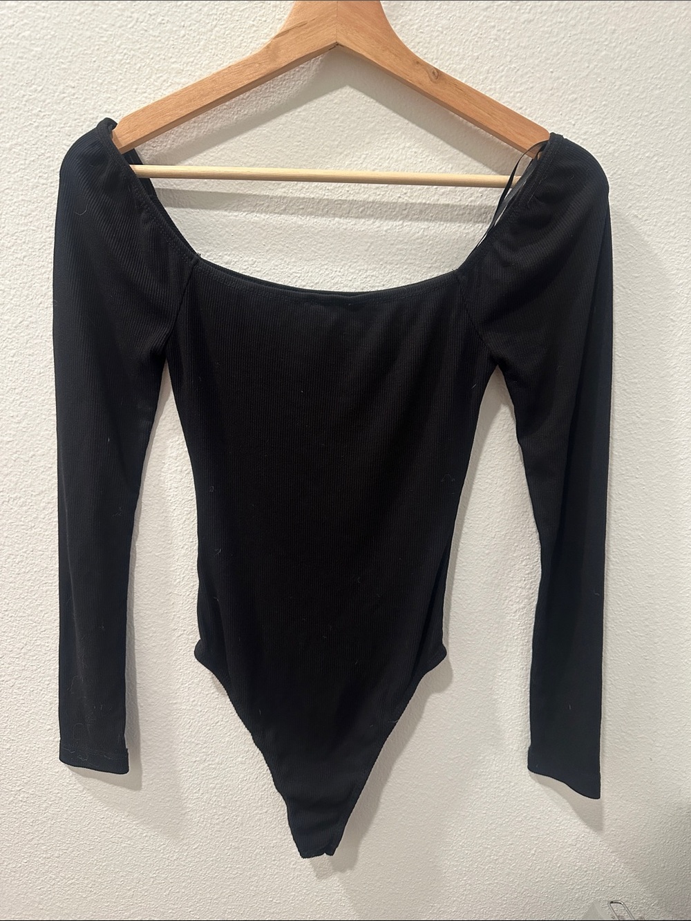 Princess Polly Long Sleeve Black Scoop Neck Bodysuit